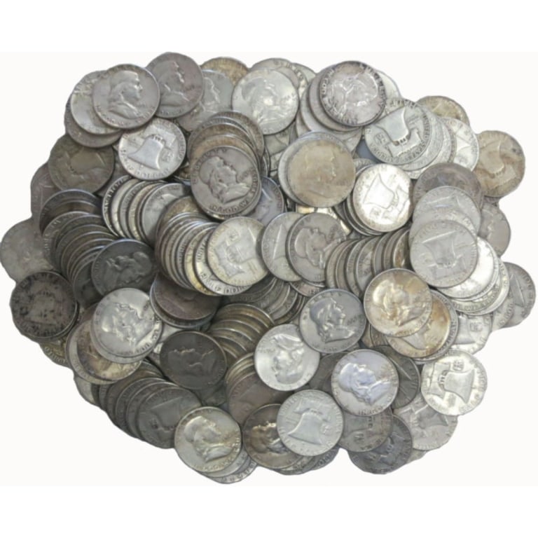 (100) Franklin Half Dollars -90% Silver -: (100) Franklin Half Dollars -90% Silver -
