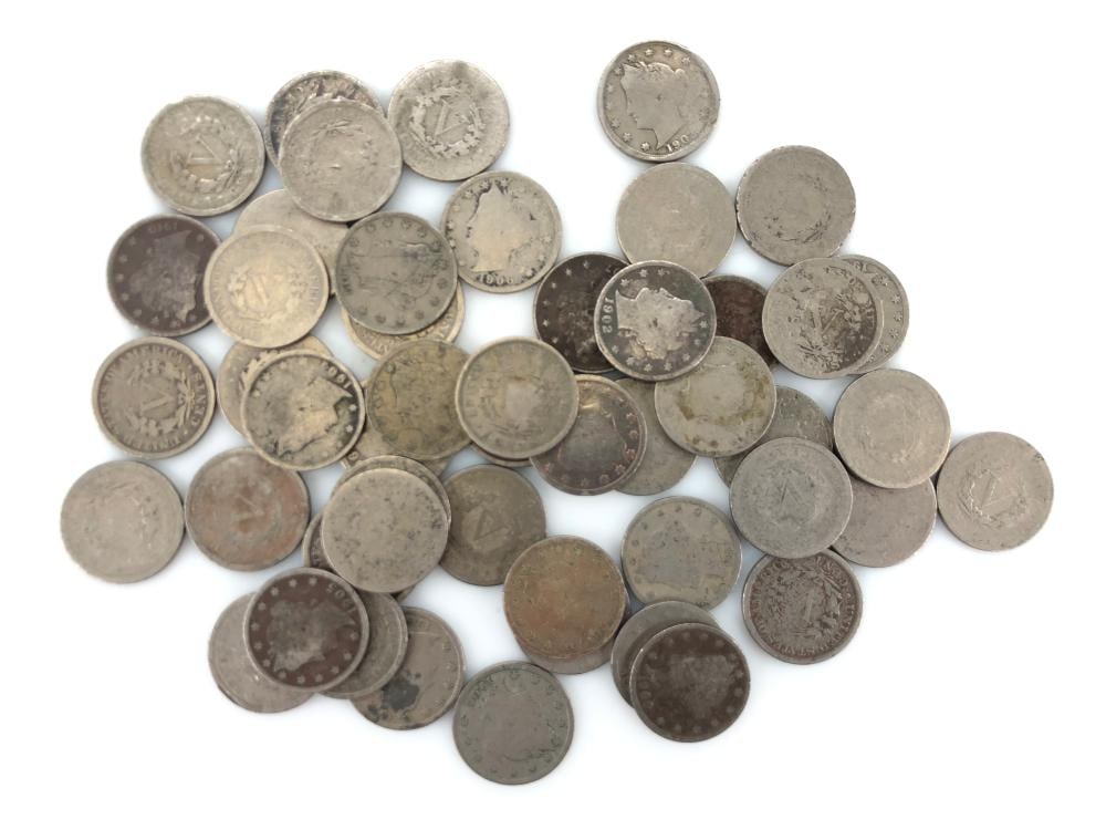 (50) Liberty Head V Nickels Random Date/Grades: Item is as shown in the image - Due to the fact that we have more than one of these items, winning bidder may not receive the exct item in the image- Winning bidder will receive exact date and grade