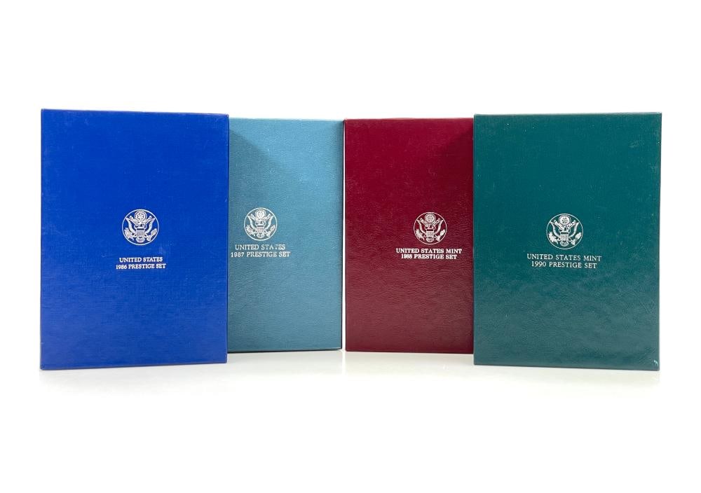 1986-87-88-90 US Mint prestige Proof Sets: Item is as shown in the image - Due to the fact that we have more than one of these items, winning bidder may not receive the exct item in the image- Winning bidder will receive exact date and grade