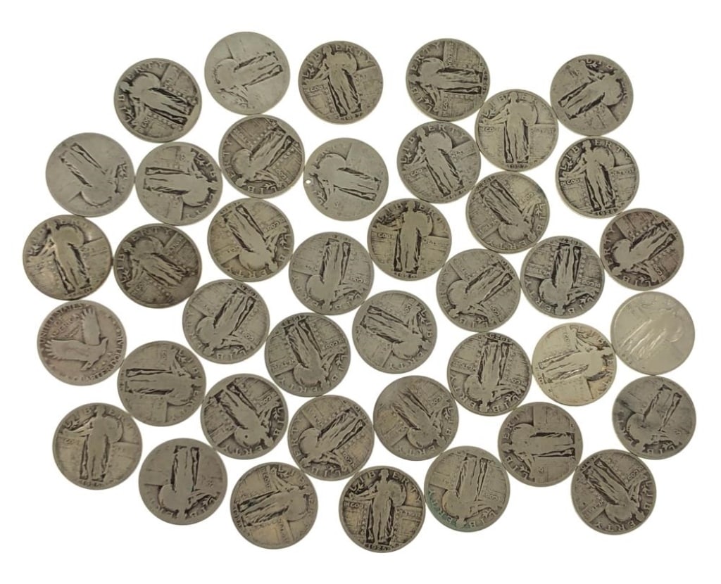 (40) Random Date/Grade Standing Liberty Quarters: Item is as shown in the image - Due to the fact that we have more than one of these items, winning bidder may not receive the exct item in the image- Winning bidder will receive exact date and grade