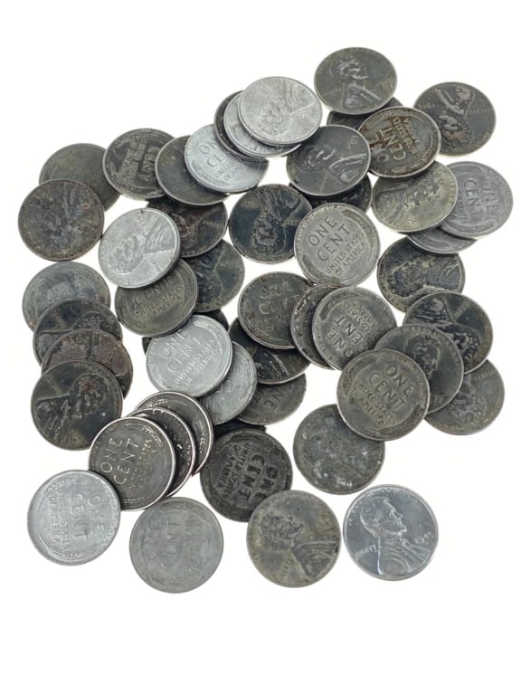 (50) WWII Steel Emergency Issue Wheat Cents: Item is as shown in the image - Due to the fact that we have more than one of these items, winning bidder may not receive the exct item in the image- Winning bidder will receive exact date and grade