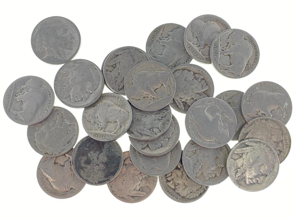 (25) Random Date/Grade Buffalo Nickels: Item is as shown in the image - Due to the fact that we have more than one of these items, winning bidder may not receive the exct item in the image- Winning bidder will receive exact date and grade