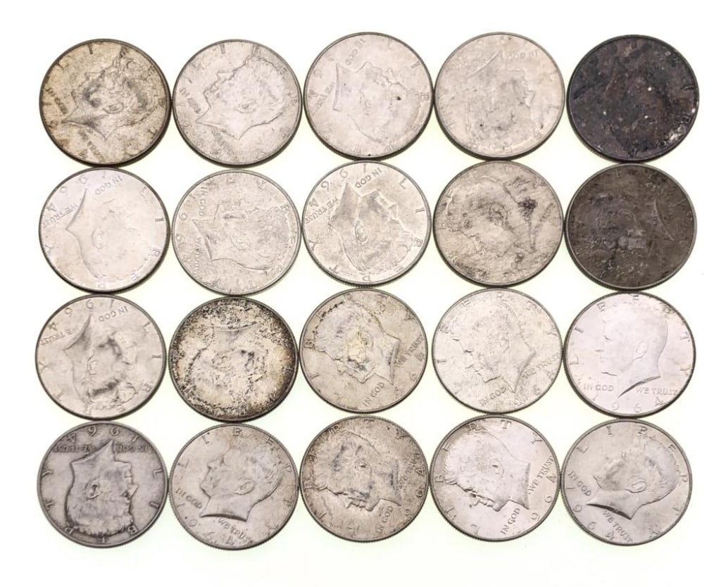 (20) 1964 Kennedy Half Dollars 90% Silver: Items are as shown in the image and described in the title - Please note that we have more than one of these items and the exact item in the image may not be the item you recieve. Winning bidder will