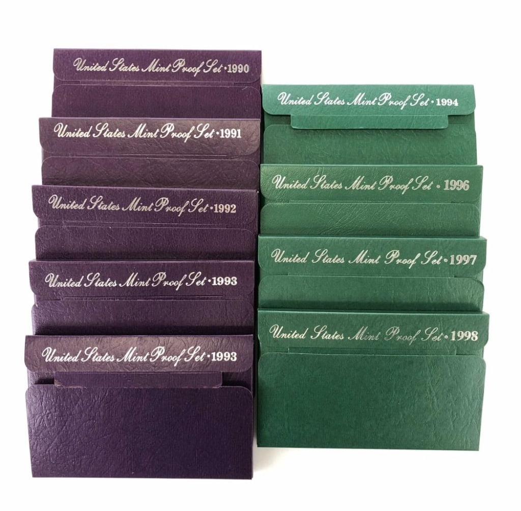1990-91-92-93-93-94-96-97-98 US Mint Proof Sets: Items are as shown in the image and described in the title - Please note tht we have more than one of these items and the exact item in the image may not be the item you recieve. Winning bidder will
