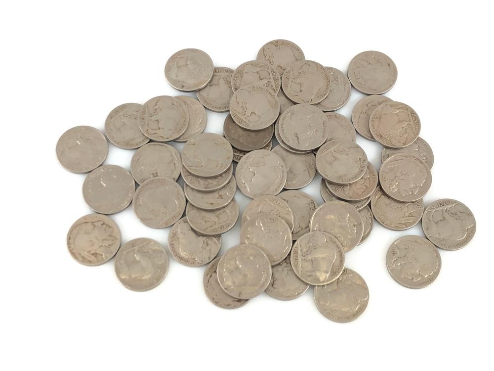 (60) Random Date/Grade Buffalo Nickels: Items are as shown in the image and described in the title - Please note tht we have more than one of these items and the exact item in the image may not be the item you recieve. Winning bidder will