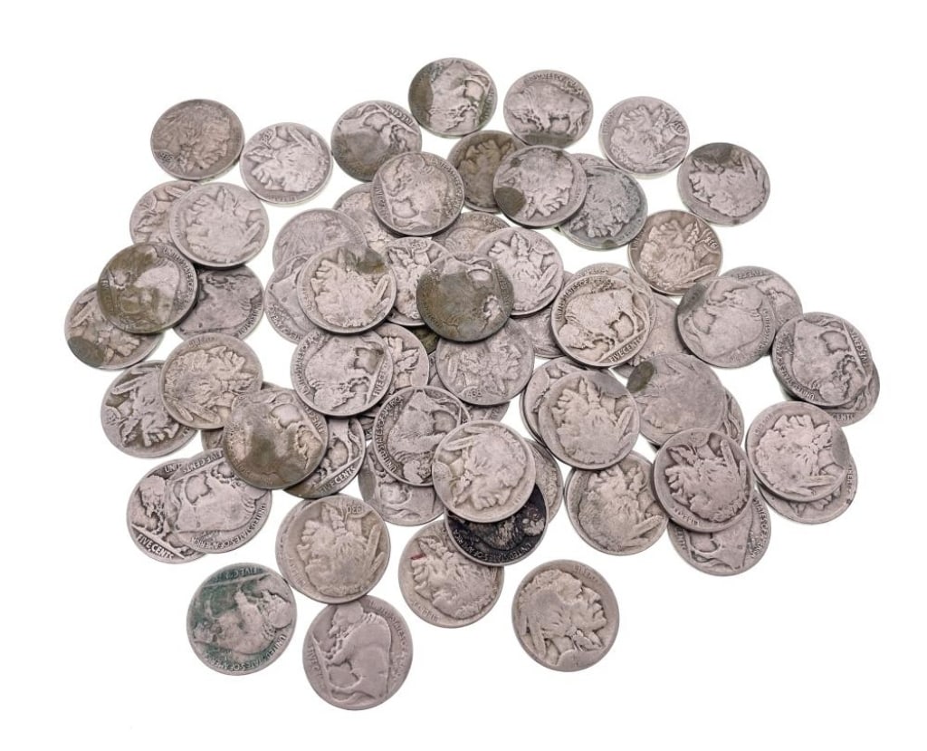 (70) Random Date/Grade Buffalo Nickels: Items are as shown in the image and described in the title - Please note that we have more than one of these items and the exact item in the image may not be the item you recieve. Winning bidder will