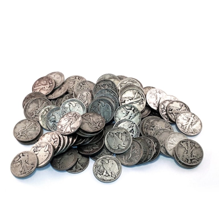 Lot of (100) Walking Liberty Half Dollars-90%: Lot of (100) Walking Liberty Half Dollars-90%