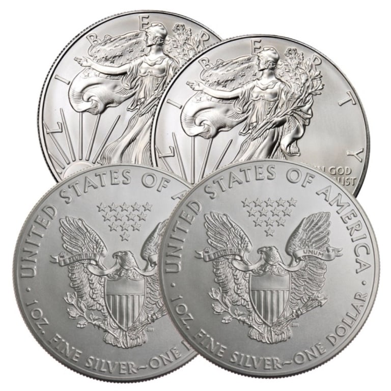 Lot of (4) Random Date US Silver Eagles: Lot of (4) Random Date US Silver Eagles