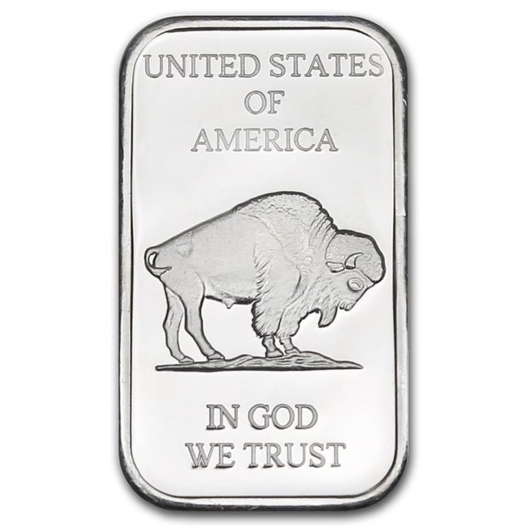 1 oz Random Maker Silver Bar: 1 oz Silver Buffalo Silver Bar