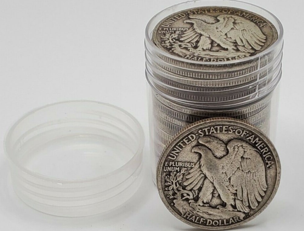 (20) Random Walking Liberty Halves in Roll: Items will be as described in title and shown in image. Please review all terms prior to placing a bid. All bids are acceptance of all terms.