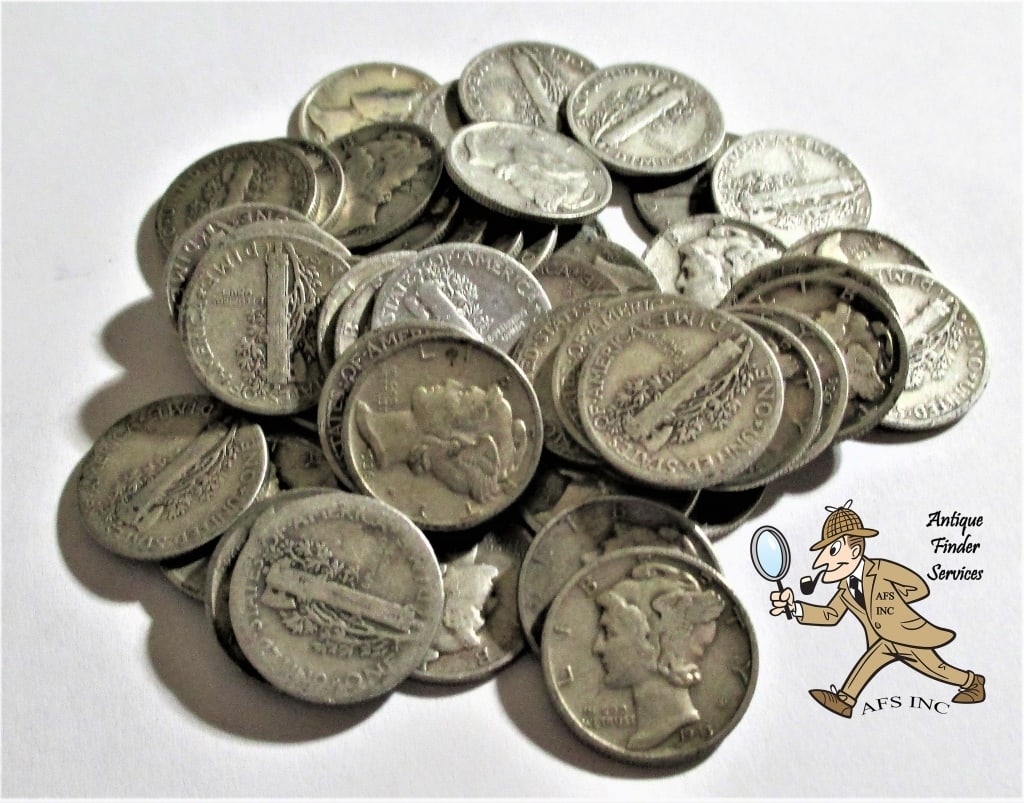 (50) Random Date Mercury Dimes: Items will be as described in title and shown in image. Please review all terms prior to placing a bid. All bids are acceptance of all terms.