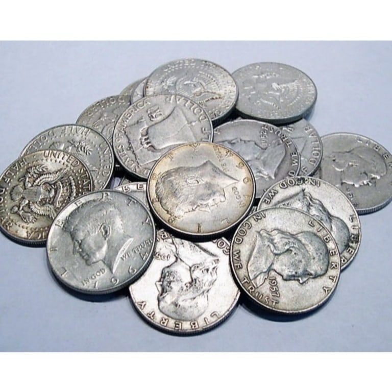 $10 Face Value Kennedy and Franklin Halves-90%: All bids are a contract and an agreement to pay. Items are as shown in image.