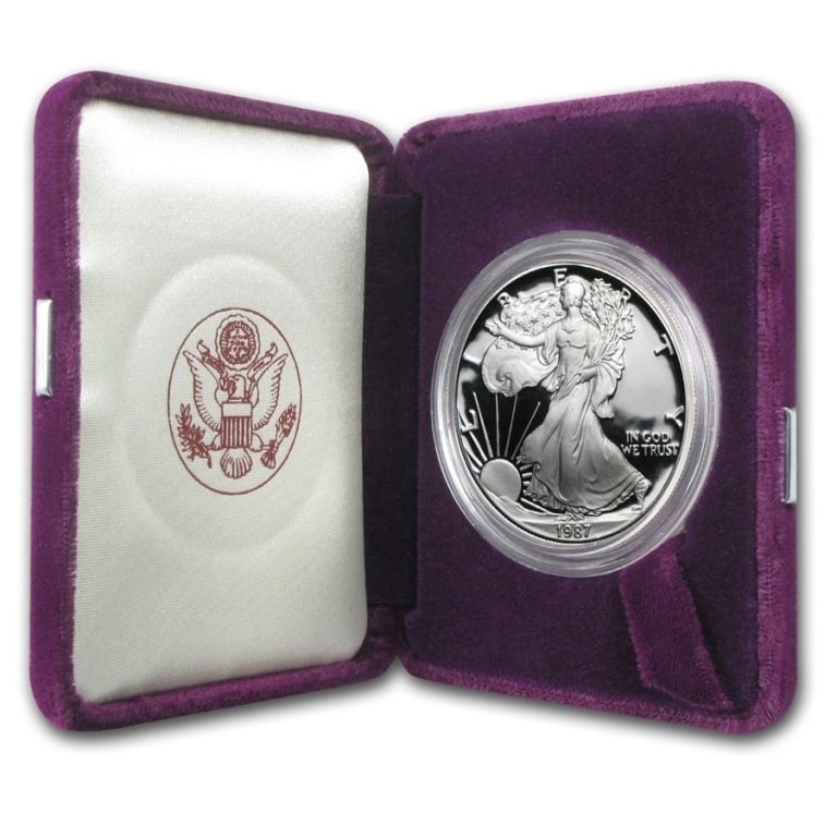 1987 US Mint Proof Silver Eagle in OMP: Item is as shown in the image - Due to the fact that we have more than one of these items - Winning bidder may not receive the exact item(s) in the image - Item recieved will