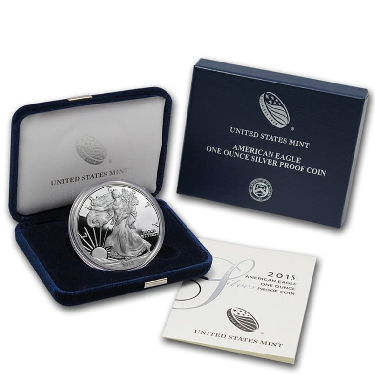2015 US Silver Eagle Proof in OMP: Item is as shown in the image - with original mint packaging. Please review all terms and conditions prior to placing any bids - All invoices due at the end of the sale - All sales final - All bids
