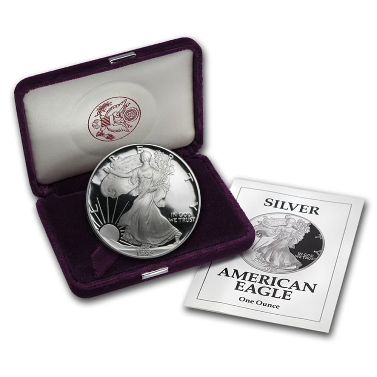 1992 S US Mint Proof Silver Eagle in OMP: Item is as shown in the image - with original mint packaging. Please review all terms and conditions prior to placing any bids - All invoices due at the end of the sale - All sales final - All bids