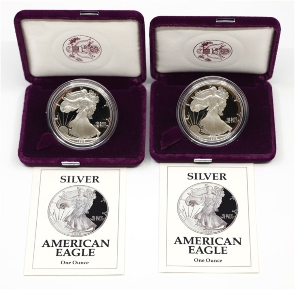 1988-1989 US Mint Proof Silver Eagles in OMP: Item is as shown in the image - Due to the fact that we have more than one of these items - Winning bidder may not receive the exact item(s) in the image - Item recieved will have all withoriginalmint