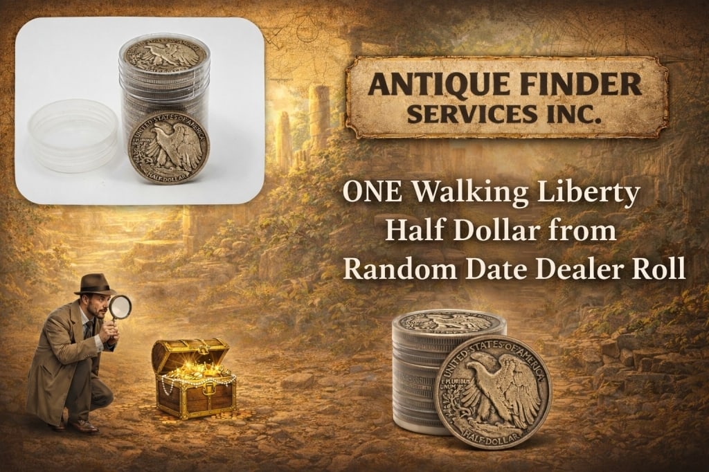(1) Random Date Walking Liberty Half Dollar: Item will be a single random date 90% Silver Walking Liberty Half Dollar from Roll from coin dealer liquidation.