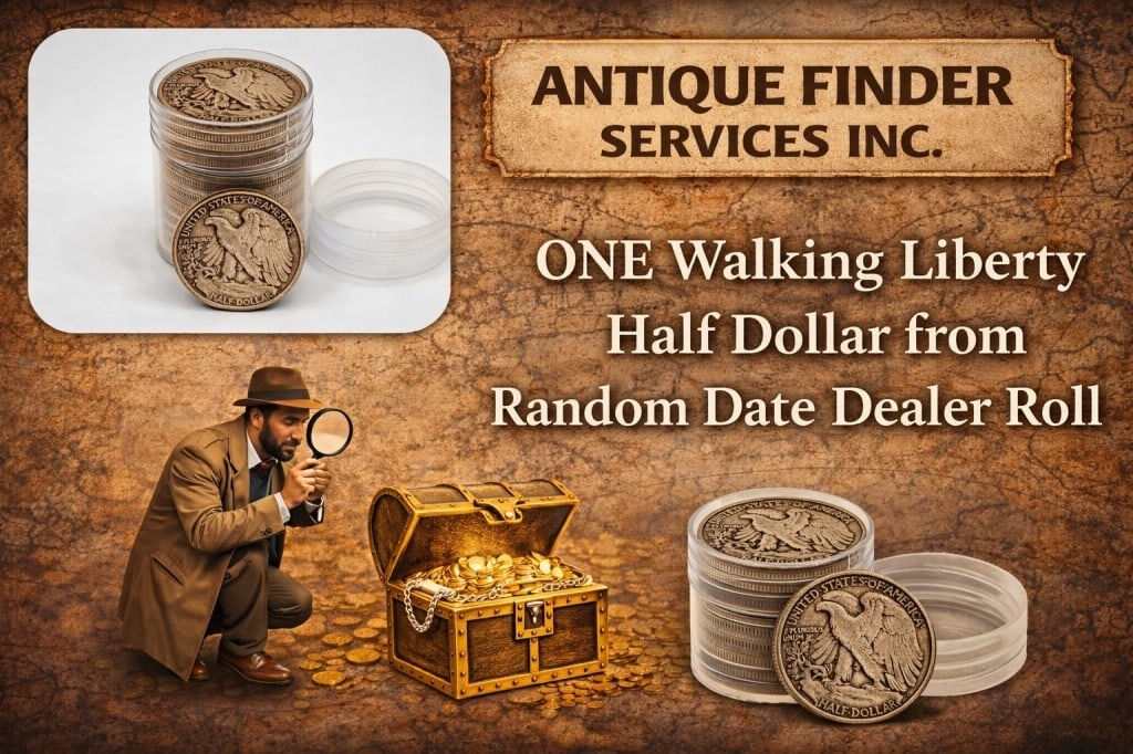 (1) Random Date Walking Liberty Half From Roll: Item will be a single random date 90% Silver Walking Liberty Half Dollar from Roll from coin dealer liquidation.