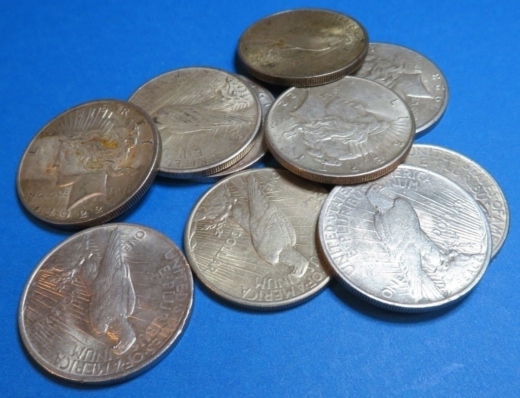 (10) Random Date Peace Silver Dollars: Items are as shown in image and described in title- Random date and large bulk lots may be stock images, since we have more than one of the items in the lot.