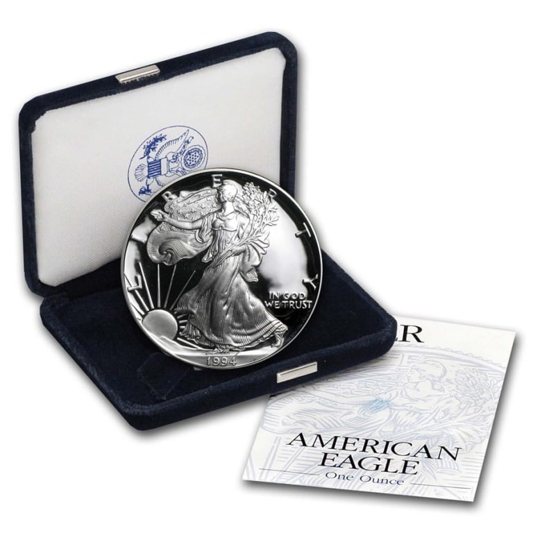 1994 US Silver Eagle Proof in OMP: Item is as shown in the image - with original mint packaging. Please review all terms and conditions prior to placing any bids - All invoices due at the end of the sale - All sales final - All bids