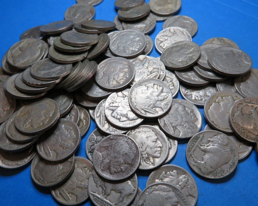 100 Readable Date Buffalo Nickels: Items are as shown in image and described in title- Random date and large bulk lots may be stock images, since we have more than one of the items in the lot.