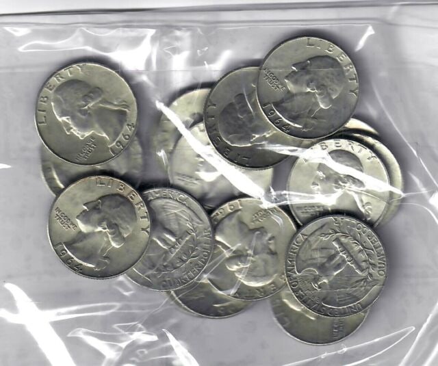 (20) Random Date 90% Silver Washington Quarters: Items are as shown in image and described in title- Random date and large bulk lots may be stock images, since we have more than one of the items in the lot.