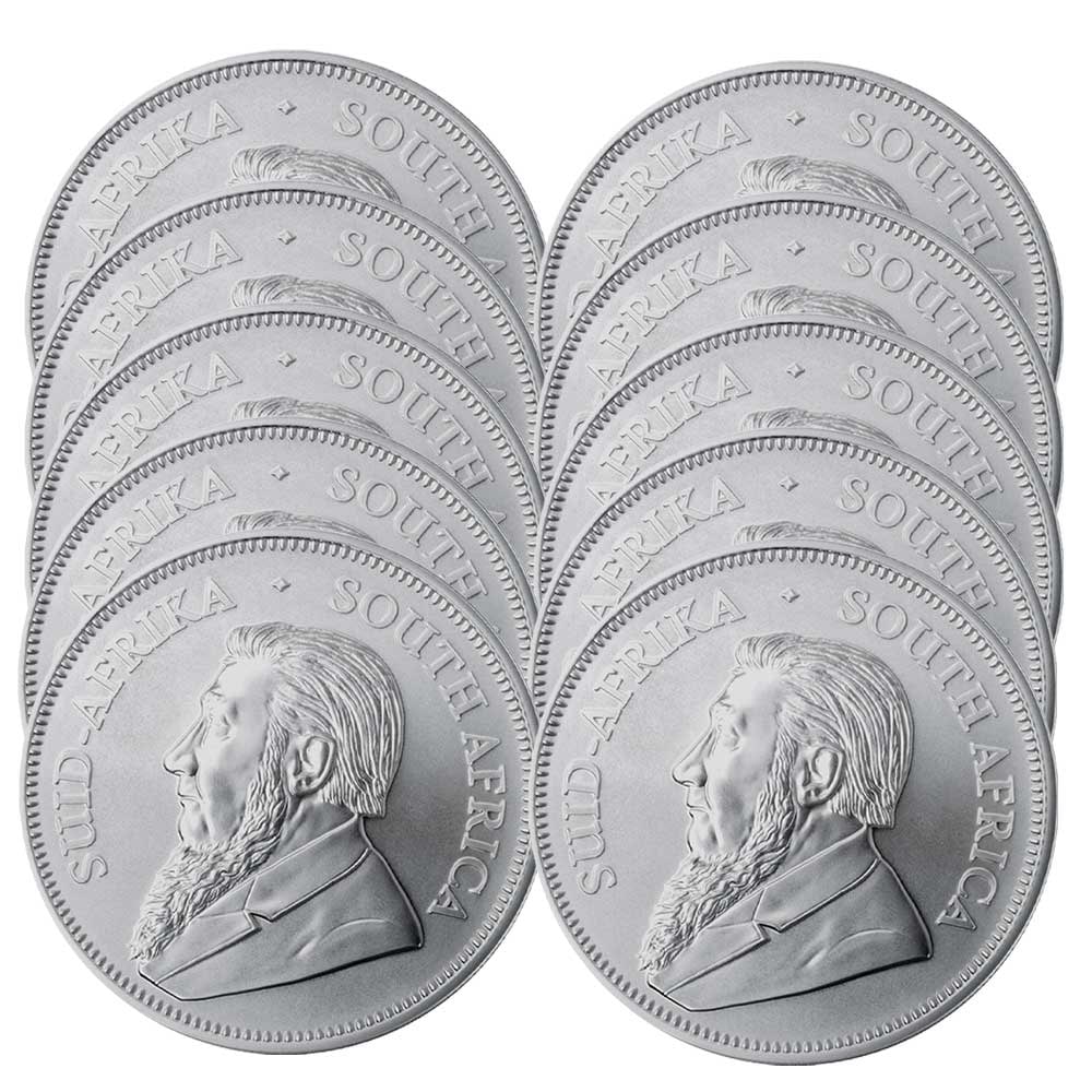 (10) 1 oz Silver Kugerrand Bullion Coins: Items are as shown in image and described in title- Random date and large bulk lots may be stock images, since we have more than one of the items in the lot.
