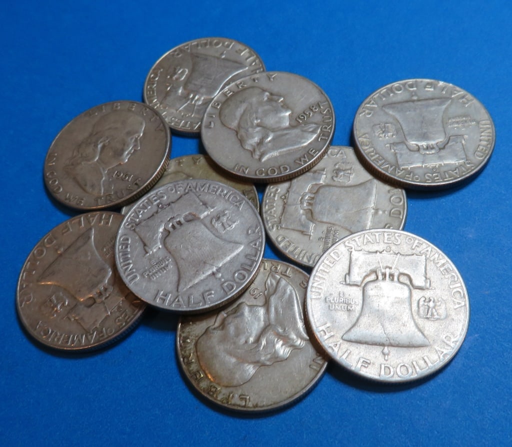 (10) Random Date Franklin Half Dollrs (1 of 1)