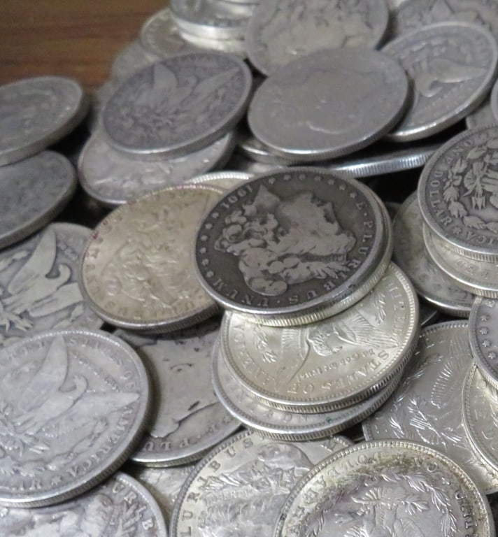 (40) Random Date/Grade Morgan Silver Dollars: From a Large Dealer in California - Unsorted - Possible better dates and grades. Actual Photo