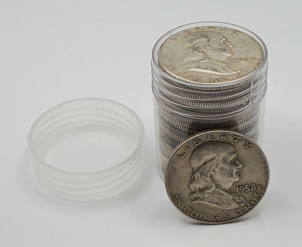 (20) Random Date Franklin Half Dollars in Roll: Items are as shown in image and described in title- Random date and large bulk lots may be stock images, since we have more than one of the items in the lot.