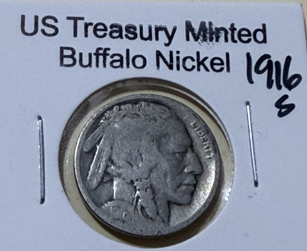 1916 S Buffalo Nickel: Item is the item in the image - Bidder is repsonible for all value and grade determination - Please review all terms prior to placing any bids-