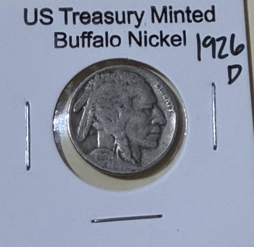 1926 D Buffalo Nickel: Item is the item in the image - Bidder is repsonible for all value and grade determination - Please review all terms prior to placing any bids-