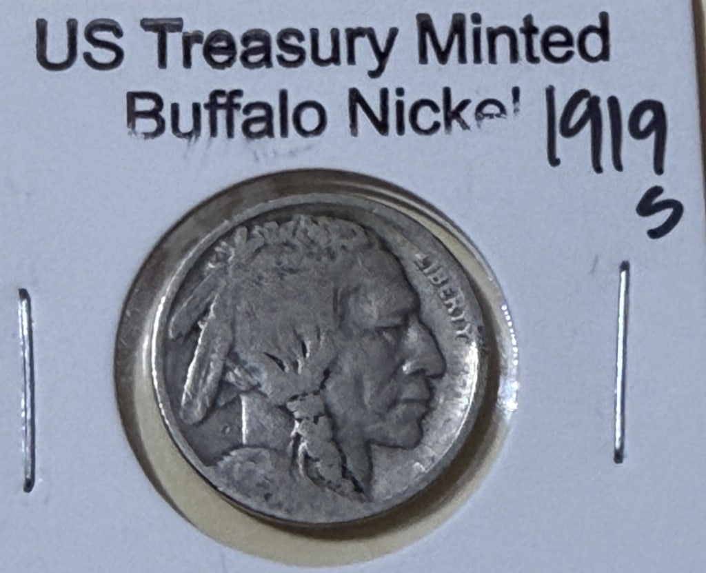 1919 S Buffalo Nickel: Item is the item in the image - Bidder is repsonible for all value and grade determination - Please review all terms prior to placing any bids-