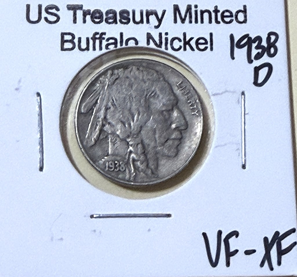 1938 D Buffalo Nickel: Item is the item in the image - Bidder is repsonible for all value and grade determination - Please review all terms prior to placing any bids-