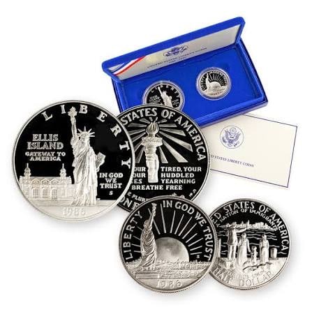 1986 2 Coin Statue of liberty Proof Set: Item is the item in the image - Bidder is repsonible for all value and grade determination - Please review all terms prior to placing any bids-