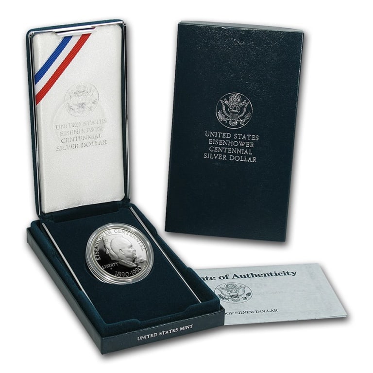1990 Eisenhower- IKE Commemorative Dollar: Items are as described and shown n image - Please review the entire terms and conditions prior to placing any bids- All terms apply - Any bid is an agreement to all terms -