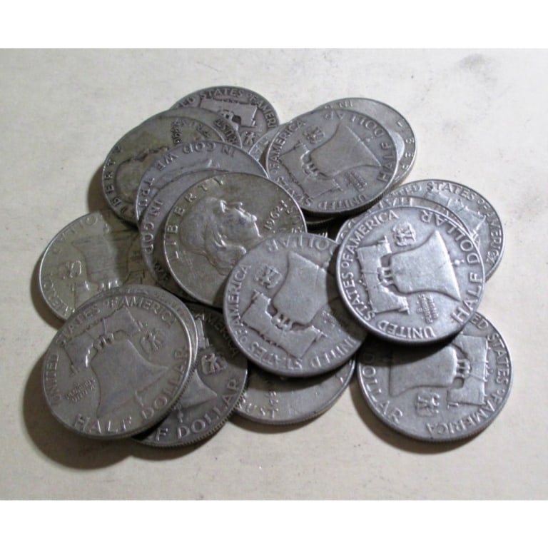 $10 face Value -90% Silver Franklin Halves - 2