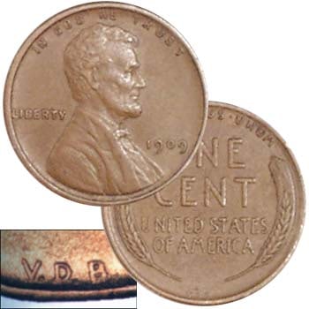 1909 VDB Lincoln Wheat Cent: Items are as shown in the image and will be as described- Please review all terms and conditions prior to placing any bids-