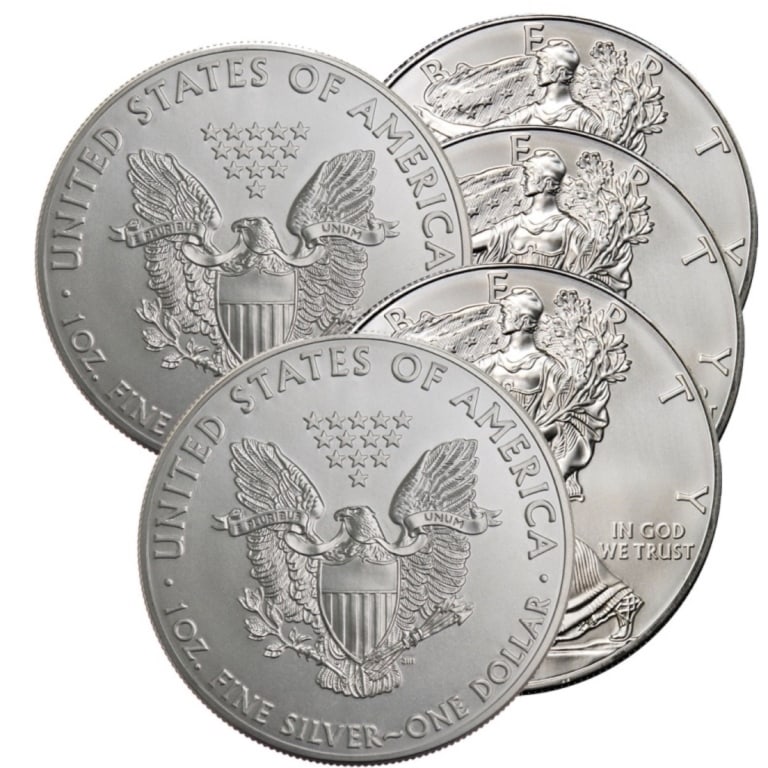 (5) Random Date US Silver Eagles: Items are as shown in the image and will be as described- Please review all terms and conditions prior to placing any bids-