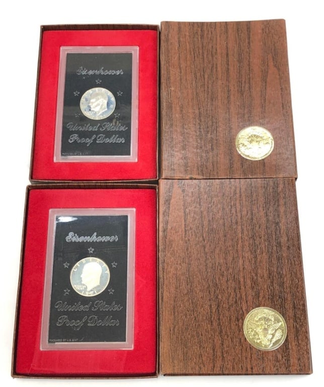 (2) 1971 Silver Proof Ike Dollars- Brown Ikes: Items are as shown in the image and will be as described- Please review all terms and conditions prior to placing any bids-