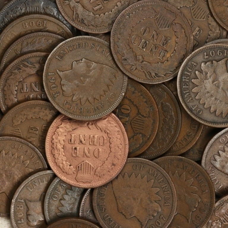 (60) Random Date/Grade Indian Head Cents: Items are as shown in the image and will be as described- Please review all terms and conditions prior to placing any bids-