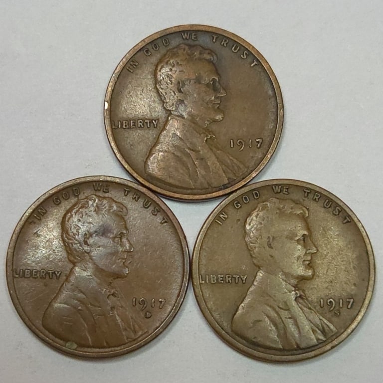 1917 - PDS Lincoln Wheat Cent Lot: Items are as shown in the image and will be as described- Please review all terms and conditions prior to placing any bids-