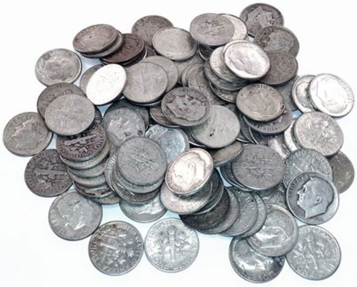 50 pcs. Roosevelt Dimes- Mixed Dates- 90% Silver (1 of 1)