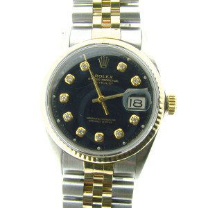 14K / SS ROLEX Diamond Dial - Black Face (1 of 8)