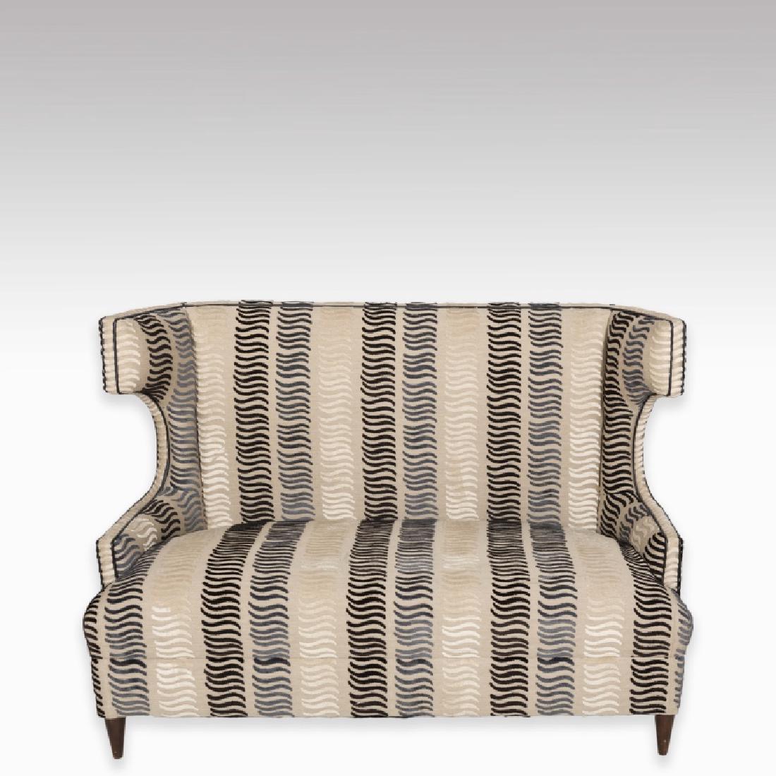Winged Loveseat w/ Zebra Pattern Upholstery (1 of 5)