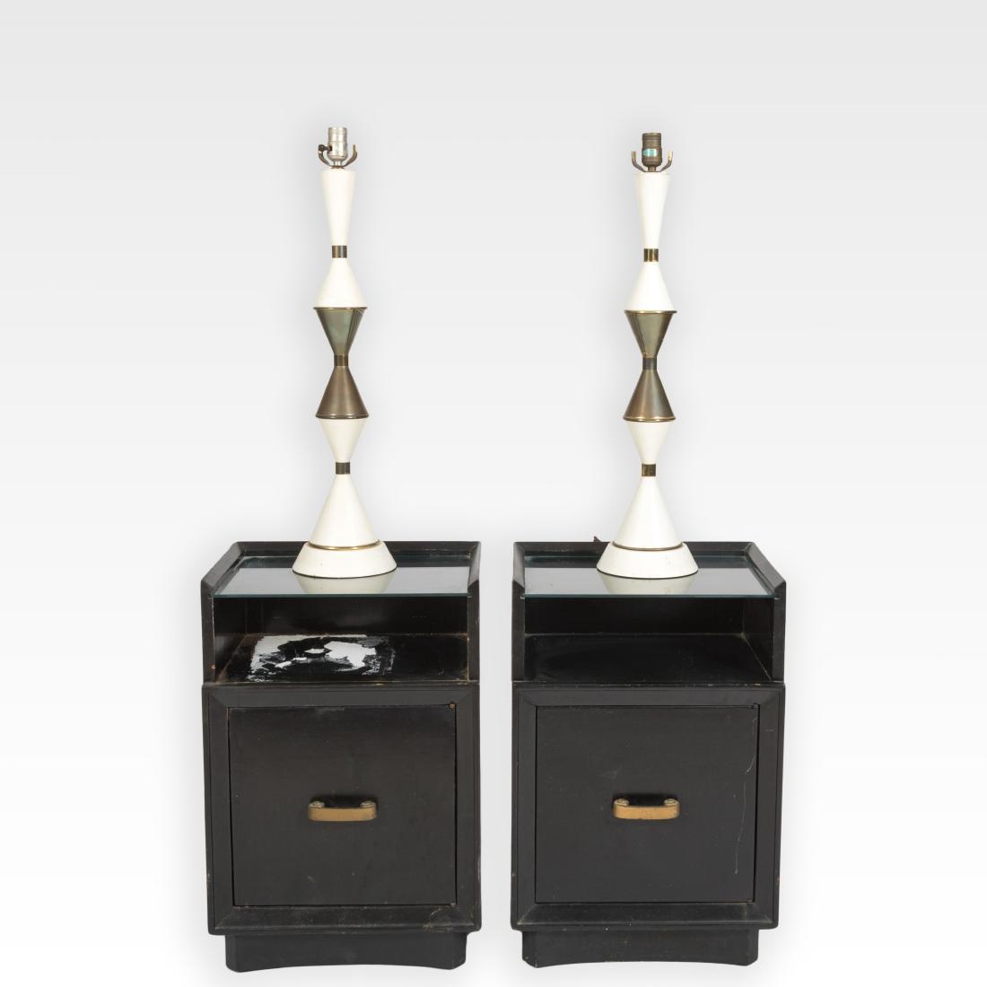 Pair Mid Century Nightstands & Pair Metal Lamps (1 of 6)