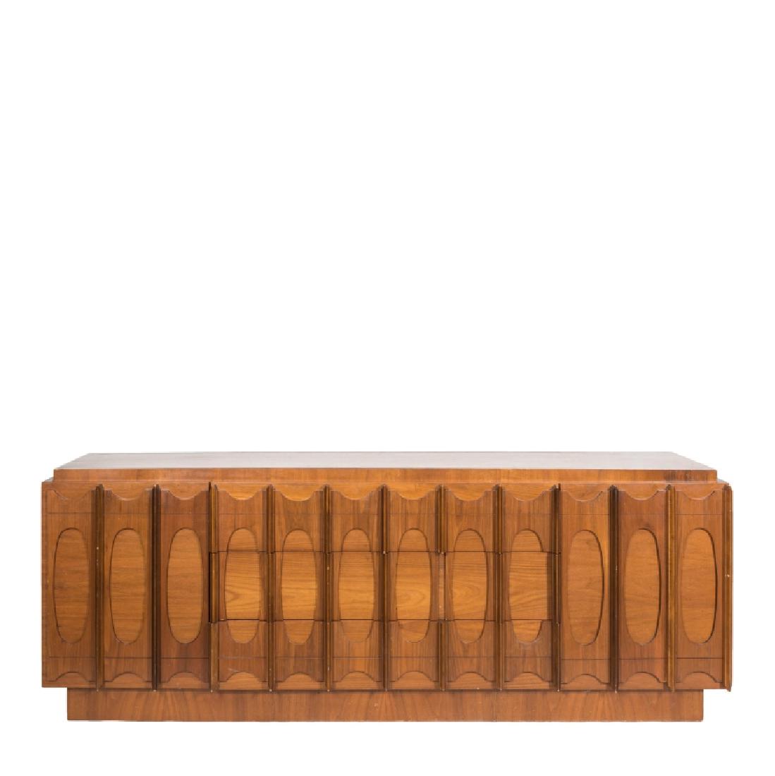 Brasilia Style Credenza/Chest: Description - Credenza/Chest in the style of Broyhill Brasilia. Dimensions - 30" x 80" x 21.5"