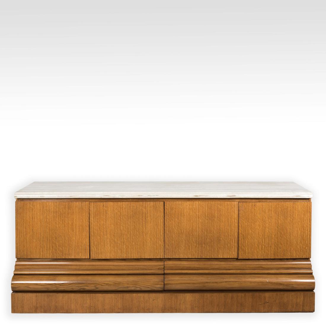 Waterfall Style Oak Marble Top Credenza - Baker (1 of 6)