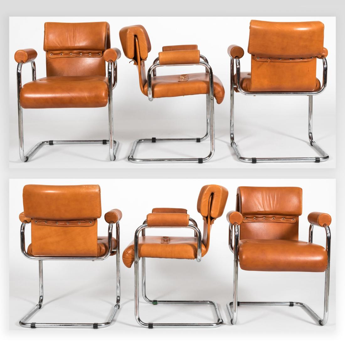 Set of Six Mariani Italian Chrome & Leather Chairs (1 of 6)