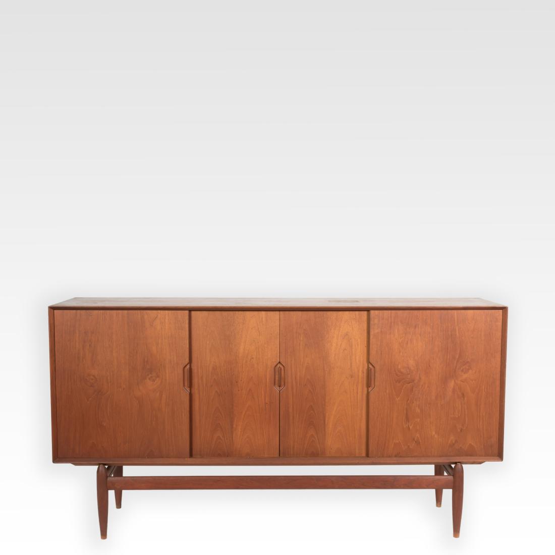 Danish Teak Credenza on Legs w/ Sliding Doors (1 of 6)
